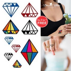 DIAMONDS TEMPORARY TATTOOS, SET OF 9, JEWELS, FINGER, EAR, NECK, WOMENS, KIDS - Picture 1 of 6