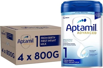 Aptamil Advanced 1 First Infant Baby Milk Powder Formula, from (800g  Pack of 4) - Image 1 of 4