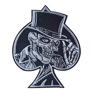 Ace of Spades Skull Skeleton Embroidered Patch Motorcycle Biker Patch Jacket - Picture 1 of 3