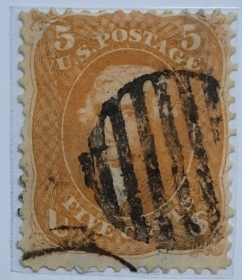 USA : 1861 Jefferson. Marshall Engr. 5c. Yellow Brown CV: $1,100 - Image 1 of 4