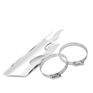 Motorcycle Chrome Flame Exhaust Heat Shield Cover Heel Guard For Harley Kawasaki - Picture 1 of 3