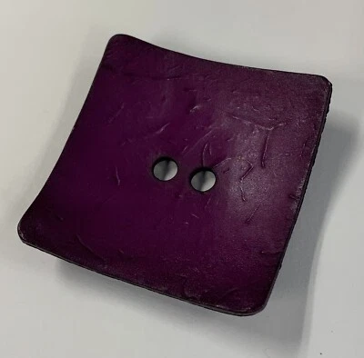 Large Eggplant Purple Square Plastic Button - 60mm / 2 1/4" - Dill Buttons Brand - Image 1 of 4