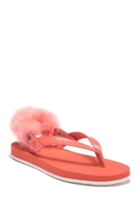 UGG Australia Big Girl's 4 Youth LAALAA Coral Sheepskin Flip Flops Sandals NIB - Picture 1 of 5