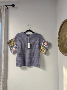 Universal Thread Damen lila Kurzarm Häkel Pullover-Medium-Neu mit Etikett - Bild 1 von 14