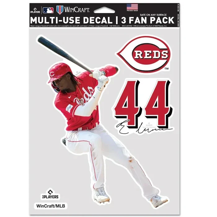 ELLY DE LA CRUZ CINCINNATI REDS 3 PIECE MULTI-USE DECAL FAN PACK MLB LICENSED - Image 1 of 1