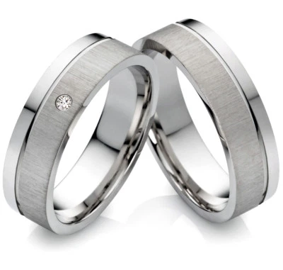 Partnerringe Eheringe Trauringe Verlobungsringe mit Zirkonia Lasergravur E953 - Bild 1 von 4
