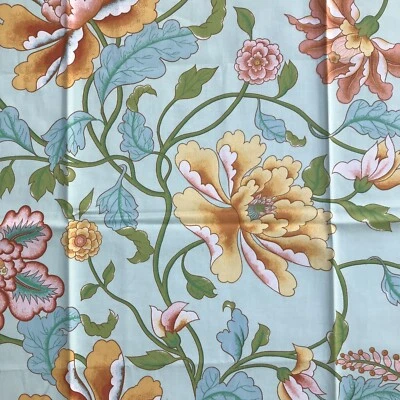 Vtg Fabric Remnant Cohama Camille Soft green / Blue Floral - Image 1 of 3