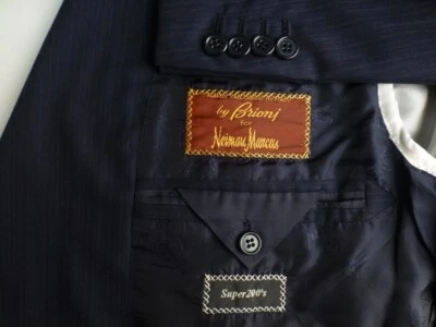 Brioni Blazer 52L/42L Super200 Blue Excellent Condition Suit Jacket Stripe Italy - Image 1 of 4