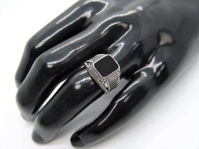 Fashion Ring Signet Stainless Steel 8mm Onyx Black Stone Men/ Women Size 6-13 #5 - Image 1 of 4