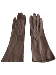 Vtg Caresskin by Superb Washable Womens Leather Unlined Gloves Brown Size 6 - Picture 1 of 9