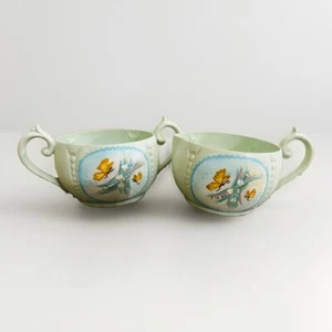 Hand Painted Vintage Silver Plate Creamer Set NICE UNIQUE - Picture 1 of 7