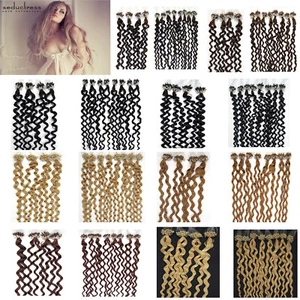Extensiones de cabello con punta de bucle de micro anillo cabello humano real micro cuentas eslabón cabello rizado - Imagen 1 de 31