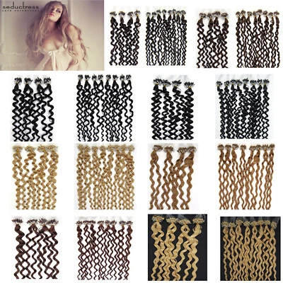 Extensiones de cabello con punta de bucle de micro anillo cabello humano real micro cuentas eslabón cabello rizado Foto 1 de 4