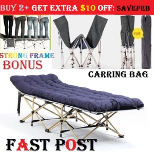 Portable Stretcher Single Foldable Folding Bed Mattress Recliner Camping Mat - Picture 1 of 15