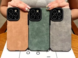 Matte Leather Silicone Bumper Coque Cover Case For Iphone 16 Pro Max 15 14 13 12 - Photo 1 sur 11