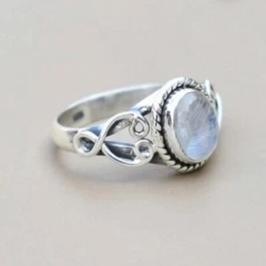 Beautiful Moonstone Gemstone 925 Sterling Silver Handmade Ring Gift D-248 - Picture 1 of 6
