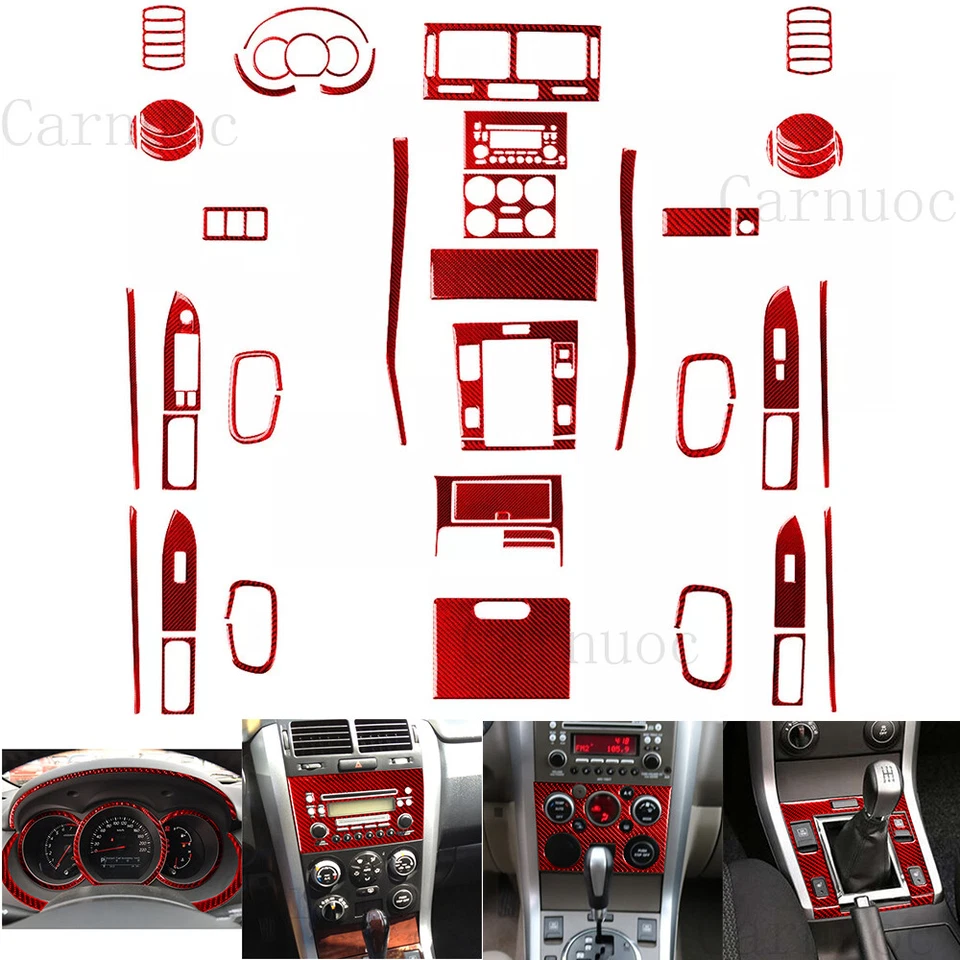 Kits completos de fibra de carbono roja moldura interior para Suzuki Grand Vitara 2006-13 Foto 1 de 4