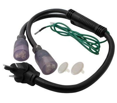 AC WORKS® 3ft 10-30P to Dual 5-20R Splitter – 30A 250V to 2x 125V Outlets