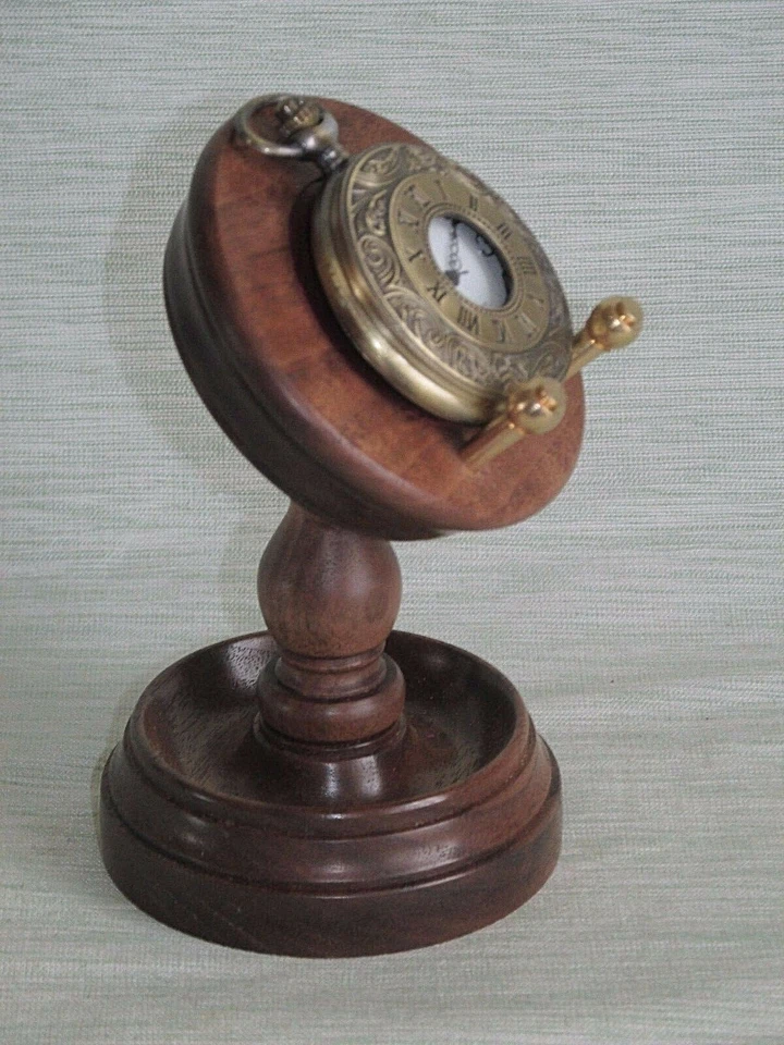 POCKET WATCH STAND WOODEN DISPLAY HOLDER HANGER HANDMADE IN WALNUT WOOD - Image 1 of 4