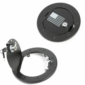 Black Gas Fuel Tank Cap Cover With Lock for 2007-17 Jeep Wrangler JK Accessories - Bild 1 von 6