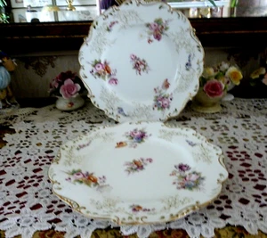 2 Antique Victorian Copland Cabinet Plate Gilded ,Flower Pattern 22cm - Picture 1 of 8