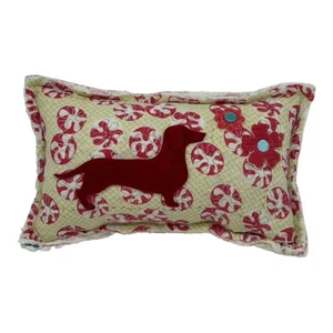 NEW Handmade Dachshund Dog Pillow Vintage Quilt Old Chenille Quilt Appliqués - Picture 1 of 9