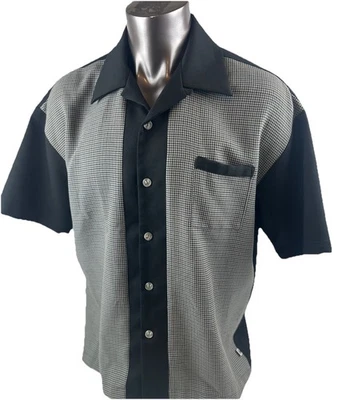 BC Ethic Bowling Shirt Mens XL Black Houndstooth Rockabilly Lounge Made In USA - Image 1 of 4