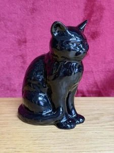 Sylvac schwarze Katze Figur Vintage sitzende Position schwarz glänzende Oberfläche 5,5 Zoll groß - Bild 1 von 10