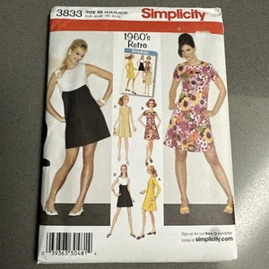 Simplicity 3833 R5 Retro 1960's Pattern Above Knee Length Uncut Dress Size 14-22 - Picture 1 of 4