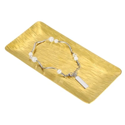 Bandeja Decorativa, Bandeja para Servir Esmerilada con Patrón de Grano de Rayas, 5.9x3" Dorado Foto 1 de 4