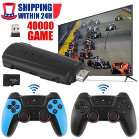 4K Game Stick 30000+ Games 50 Emulators PS1 N64 DC 2 Wireless Controllers
