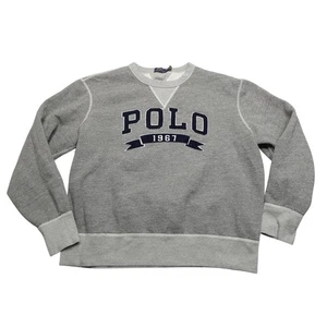 Polo Ralph Lauren Sweatshirt Mens XL Gray Crewneck POLO 1967 Applique Fleece - Picture 1 of 7