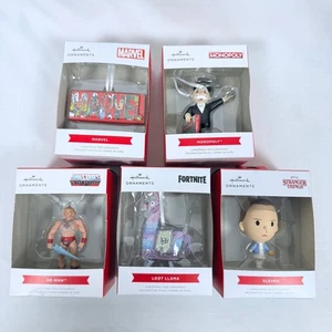 Lot of 5 Hallmark Ornaments Marvel Monopoly He-Man Fortnite Llama Stranger Thing - Picture 1 of 11