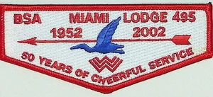 Miami Lodge 495 Miami Valley Council OH S32 2002 Anniv Flap RED Bdr (JM1916) - Picture 1 of 2