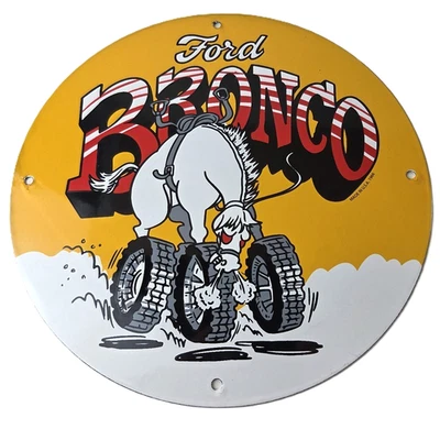 Vintage Ford Bronco Service Porcelain Sign - Gas Pump Porcelain Auto Sign - Image 1 of 4