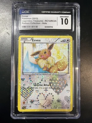 LOW POP PSA 10 Eevee RC14 - 2013 Pokemon B&W - Legendary Treasures Radiant Coll. - Image 1 of 4