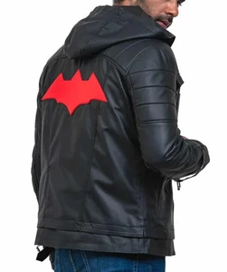 Red Hood Black Leather Jacket Batman Arkham Knight Cosplay Costume - Picture 1 of 3