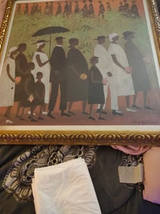 LOOK! RARE ORIGINAL “The Funeral Procession" By Ellis Wilson Framed - VERY NICE - Picture 1 of 1