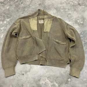 We The Free Worn Thru Surplus Cardi Jacket Size Large Beige Elbow Patch - Picture 1 of 6