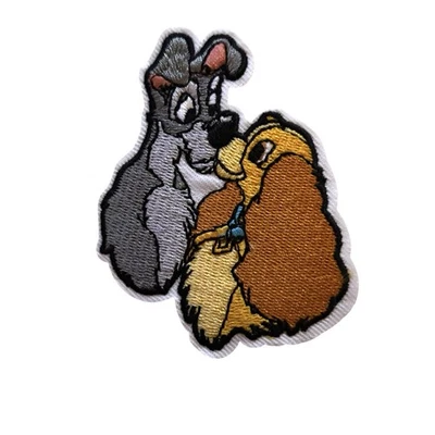 LADY AND THE TRAMP! EMBROIDERED IRON ON PATCH +1 FREE STICKER - Image 1 of 3