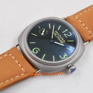 Sandblasted 45mm black dial Asia Manual 6497 movement watch Miltary luinous DE - Picture 1 of 8