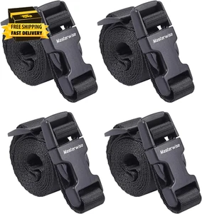 Buckle Straps with Clips Adjustable Nylon Straps Buckle Black 4 Pack 4‘X0.75 - Picture 1 of 5