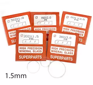 Quality Watch Glass Mineral Crystal Face Flat Round 1.5mm Thick Ø 16.1mm to 40mm - Picture 1 of 3