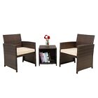 Set Of 3 Rattan Wicker Chairs Table Garden Outdoor Yard Porch Patio Furniture