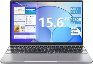 SGIN Laptop 15.6 Zoll 4GB RAM 128GB SSD Quad-Core Bis zu 2.6GHz UHD grauen - Bild 1 von 15