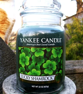Yankee Candle "LUCKY SHAMROCK" St. Patrick's ~ Large 22 oz. ~ Green ~ RARE~ NEW - Picture 1 of 3