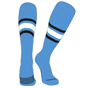 Striped OTC Baseball, Softball, Football Socks (B) Sky Blue, Black, White - Picture 1 of 3