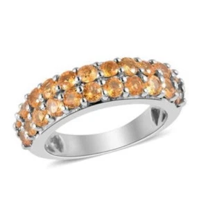 Premium Viceroy Spessartine Garnet Band Ring in Platinum Over SS 1.85 ctw Size 8 - Picture 1 of 6