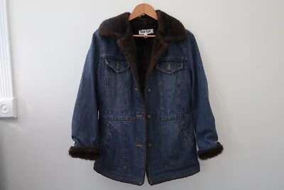 MARVIN RICHARDS DENIM JACKET COAT WITH FAUX FUR LINING AND TRIM SIZE M - Image 1 of 4