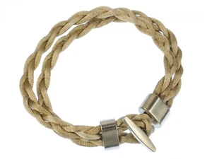 Kordel Armband Miniblings Band geflochten beige glänzend Bergsteiger Haken - Bild 1 von 6